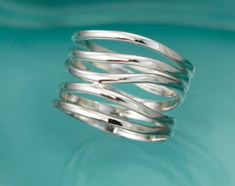 Silver Ring, Wide Wrap Ring, Multi Band Ring, Statement Ring, Every Day Ring, 925 Silver Ring
