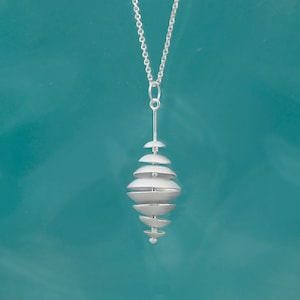Brushed Sterling Silver Pendant Necklace: Unique Modern Design