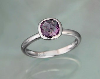 Amethyst Ring, Silver And Amethyst Ring , Solitaire Ring, Gemstone Ring, Birthstone Ring, 925 Silver