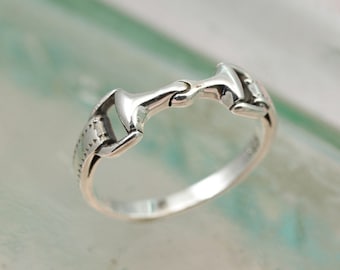 Sterling Silver Horse Bit Ring, Snaffle Bit Ring, Gifts for Horse Lovers, Equestrian Jewellery