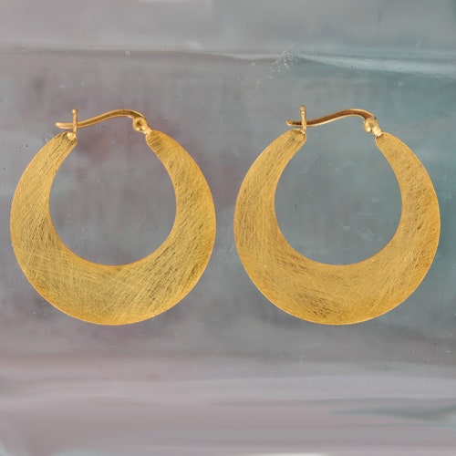 Jewellery Earrings Hoop Earrings Gold Crescent Hoops 