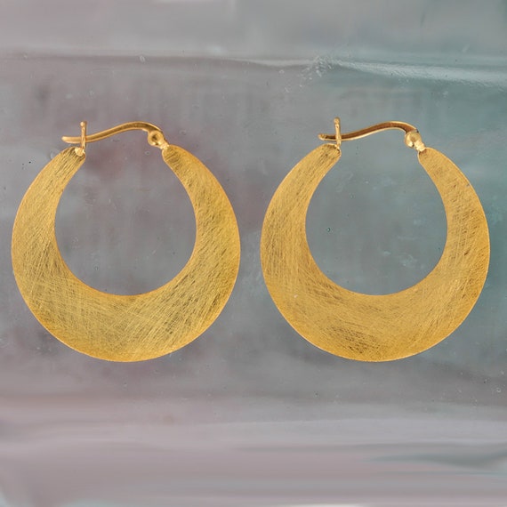 Brushed Finish Crescent Hoop Earrings Yellow Gold-plated Sterling Silver Brushed Finish Crescent Hoop Earrings Yellow Gold-plated Sterling Silver