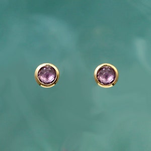 Amethyst Stud Earrings: 18k Gold Vermeil, February Birthstone