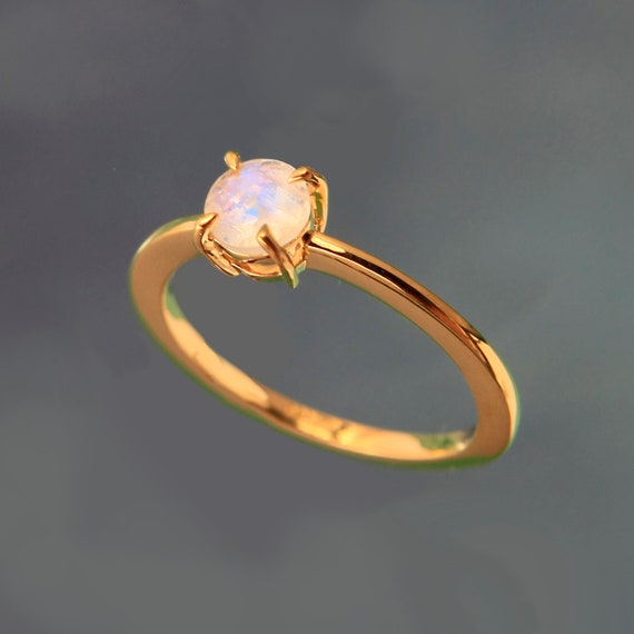 Gold and Opal Solitaire Ring K Gold Vermiel Faceted Four   Etsy 日本