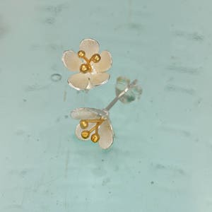 Boucles d'oreilles Silver Flower Stud, Bijoux floraux, Botanical Post Earring, Silver 925, Daisy Studs image 2