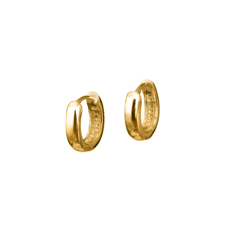 Gold Hoops, Huggie Hoops, Simple Hoops, Minimal Gold Earrings, Gold Vermeil, Gold Sleeper image 3