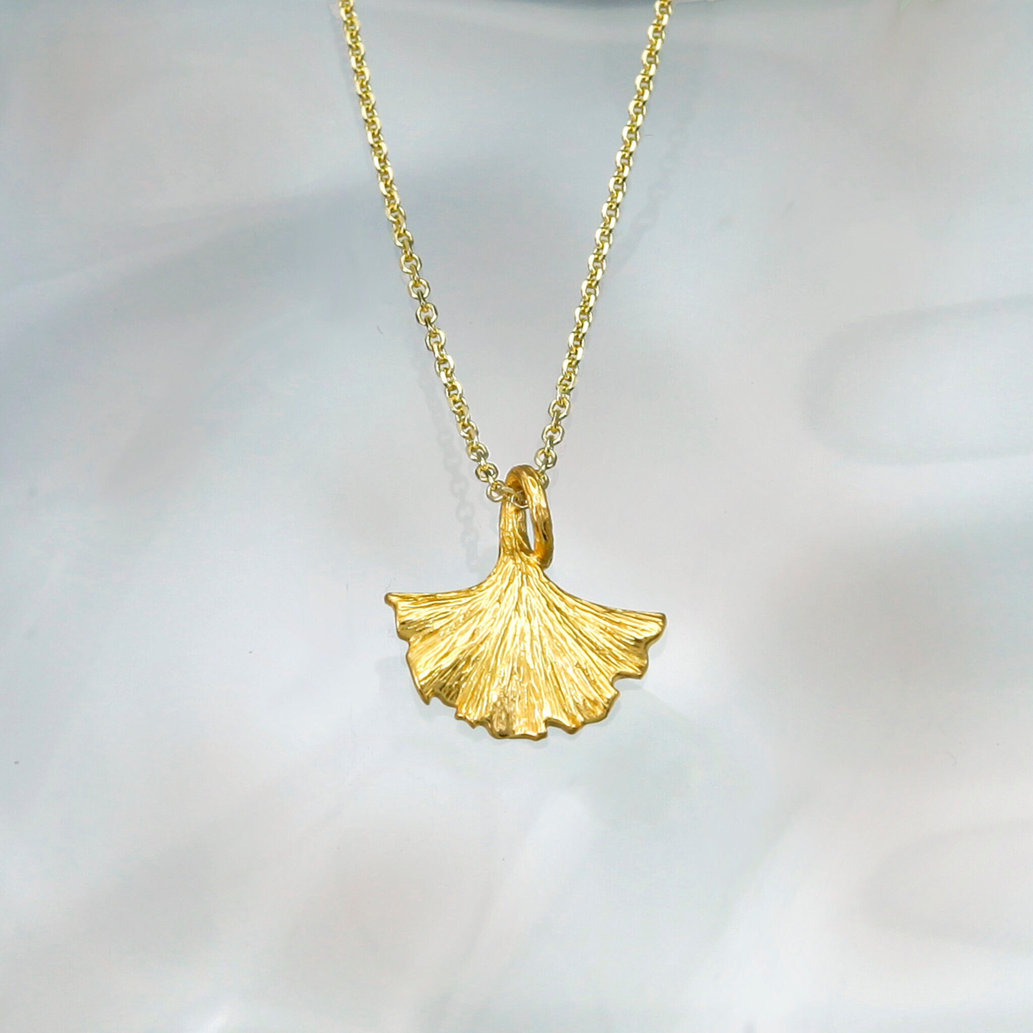 Gold ginkgo leaf pendant sale