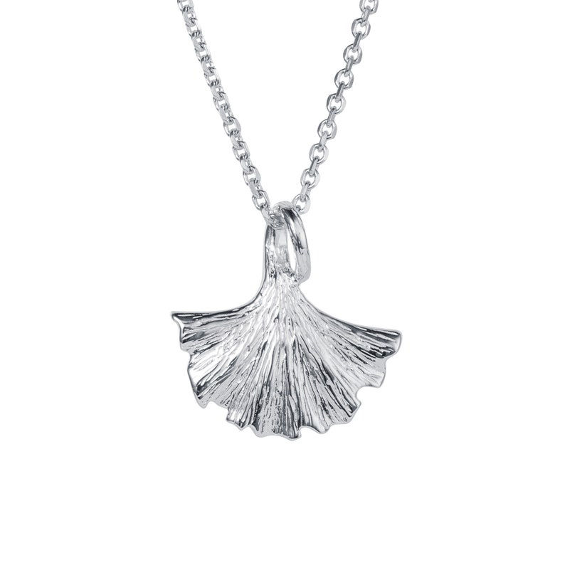 Silver Ginkgo Leaf Pendant, Silver Necklace, Botanical Jewellery, Lucky Charm, 925 Silver image 3