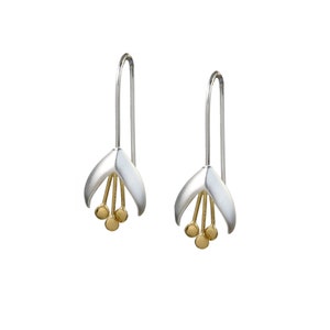 Silver Snow Drop Flower Earrings, Floral Earrings, Silver Hook Earrings, Botanical Jewellery, 925 Silver image 3