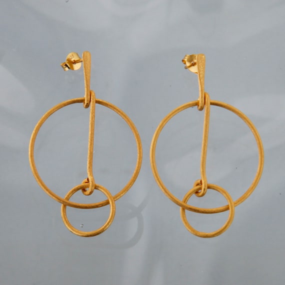 Gold Interlocking Hoop Earrings - Etsy