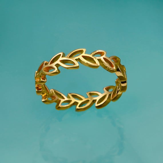 Gold Leaf Ring: 18K Vermeil Sterling Silver Garland Band