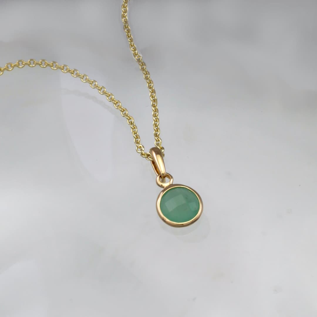 Green Quartz Pendant in 18k Gold Vermeil 45cm Gold Chain May Etsy