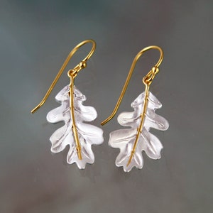 Sterling Silver Oak Leaf Earrings With 18Ct Gold Detailing, Silver Hook Earrings, Leaf Drop Earring, 925 Silver