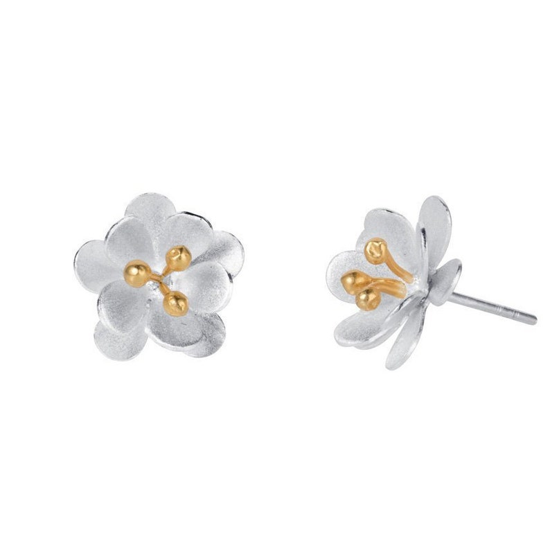 Sterling Silver Daisy Stud Earrings: Botanical Bridal Jewelry image 3