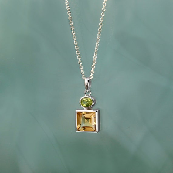 Silver Gemstone Pendant Citrine 