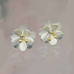 Sterling Silver Daisy Stud Earrings: Botanical Bridal Jewelry image 1