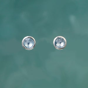 Silver and Blue Topaz Stud Earrings, Blue Topaz Post, Natural Gemstone Earring, Genuine Gemstone Earrings , 925 Silver
