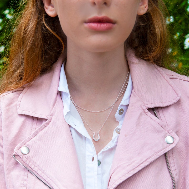 silver horseshoe necklace with chain
