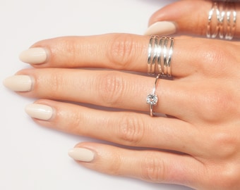 Sterling Silver Wide Band Ring: Multi-Band Wrap Ring, Statement Jewellery