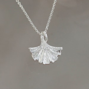 Silver Ginkgo Leaf Pendant, Silver Necklace, Botanical Jewellery, Lucky Charm, 925 Silver image 2