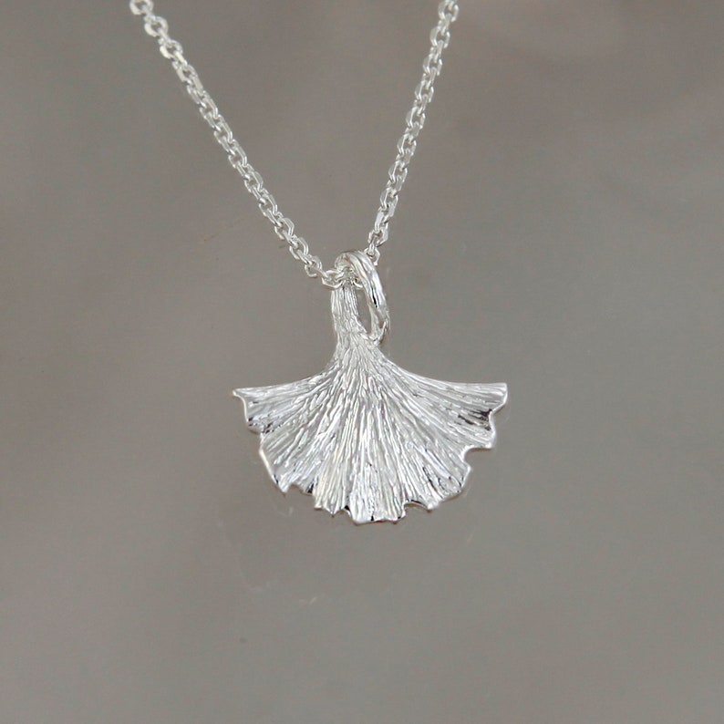 Silver Ginkgo Leaf Pendant, Silver Necklace, Botanical Jewellery, Lucky Charm, 925 Silver image 2