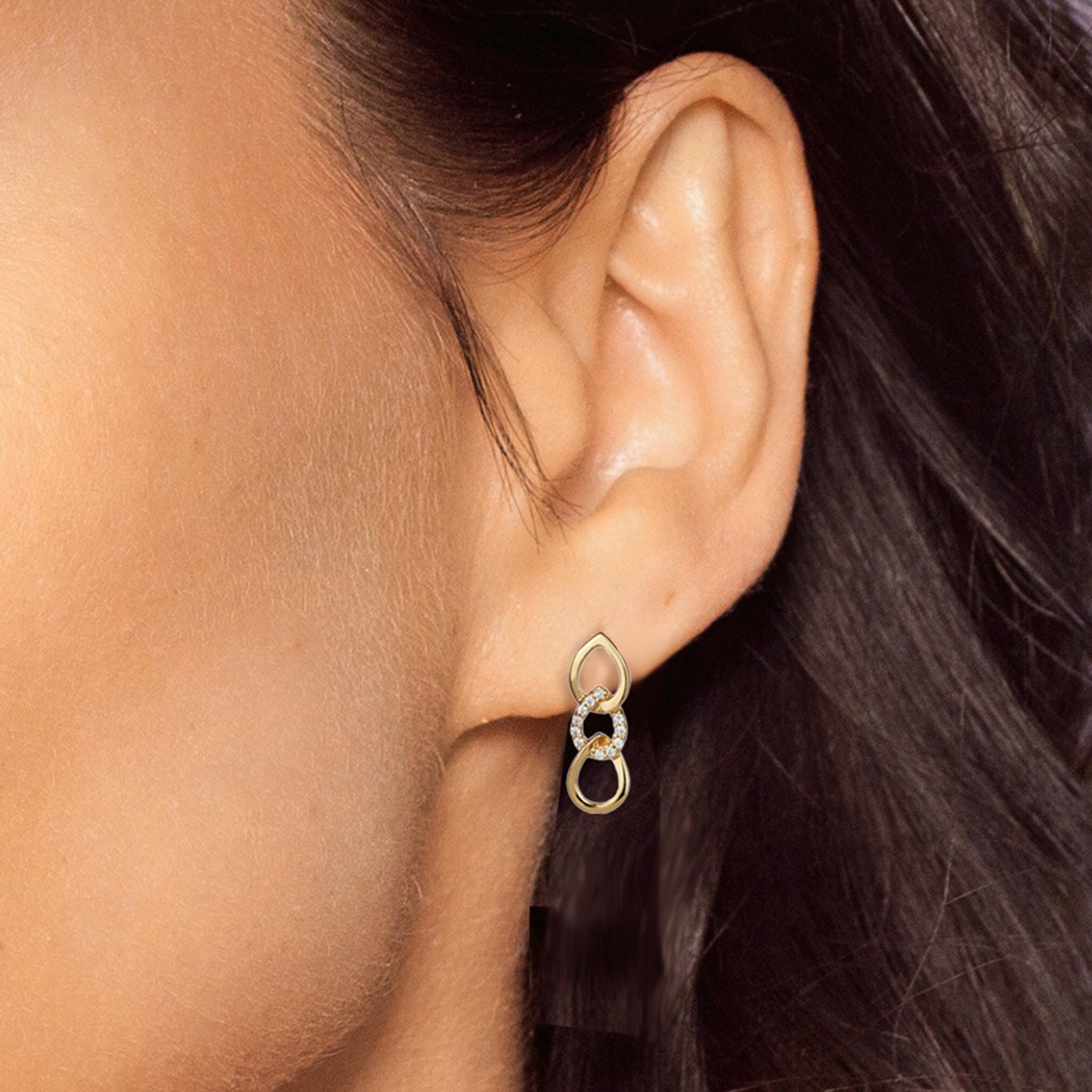 18ct Gold Vermeil Teardrop Earrings, Cubic Zirconia Studs - Etsy