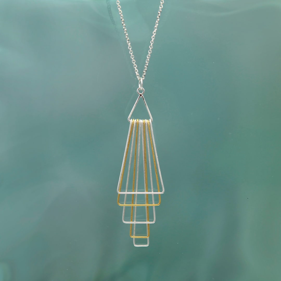 Contemporary Silver Pendant, Gold and Silver Necklace, Geometric