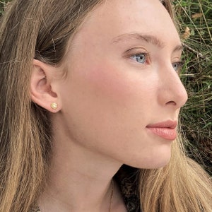 Small Sun Stud Earrings In 18k Gold Vermeil With Natural Citrine Gemstone, Celestial Earrings,  November Birthstone, Natural Energy Stone