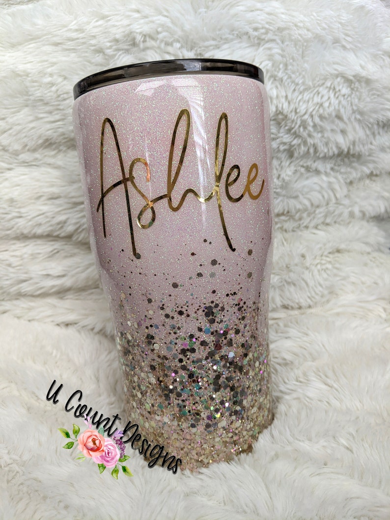 Pink & Gold Glitter Tumbler with name-FREE SHIPPING | Etsy