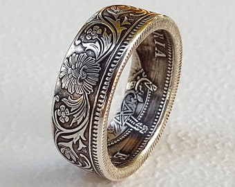 Old half Rupee Victoria coin ring from Rajasthan