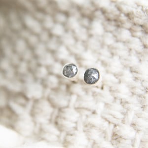 Salt and Pepper Natural Diamond Studs 4mm in Silver