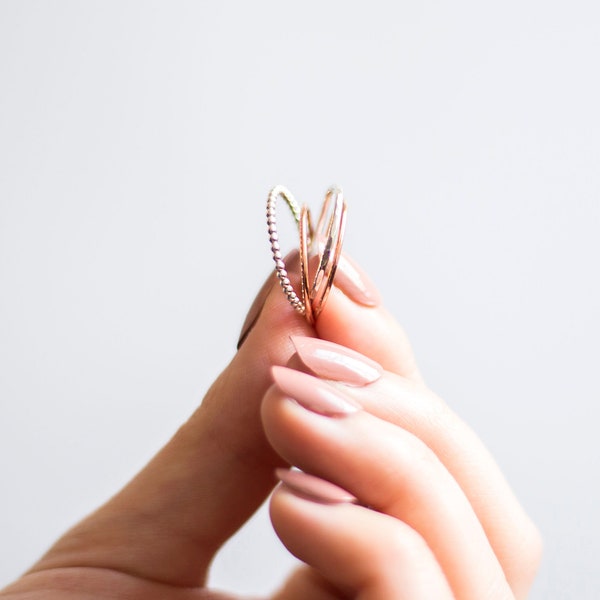 Silver & Rose Gold Vermeil Stacking Ring Set