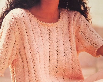 Ladies Summer Lace Style Jumper Knitting Pattern