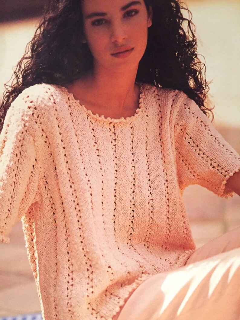Ladies Summer Lace Style Jumper Knitting Pattern Etsy