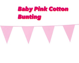 100m Baby Pink Bunting (1x LENGTH PIECE)Baby shower, Gender Reveal, Marquee, Christening, Eco Friendly Cotton