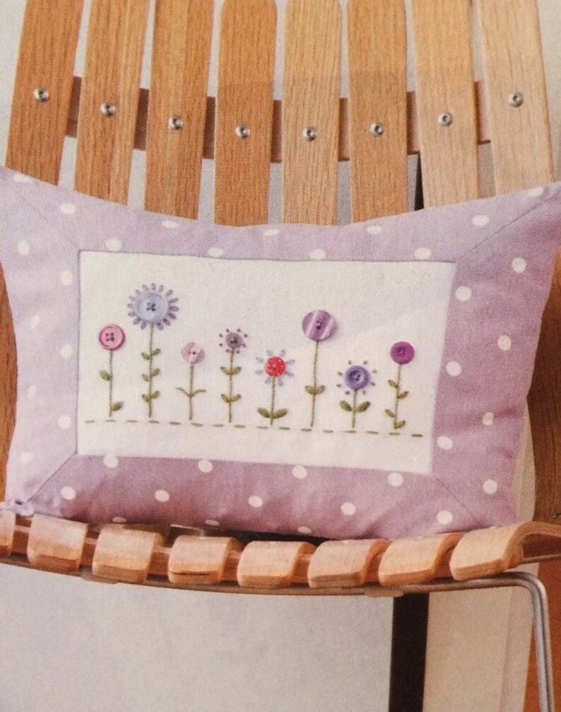 Button Flower Cushion Sewing Pattern and Chart Etsy UK