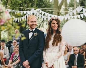 Wedding Bunting per metre Bargain Price, continuous length, White Cotton,Weddings, Parties, Reception, Events,