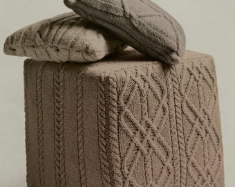 Cube Cable Pouffe Cover Knitting Pattern
