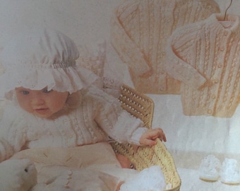 Baby Easy Knit Bobble Rib Cardigan Knitting Pattern