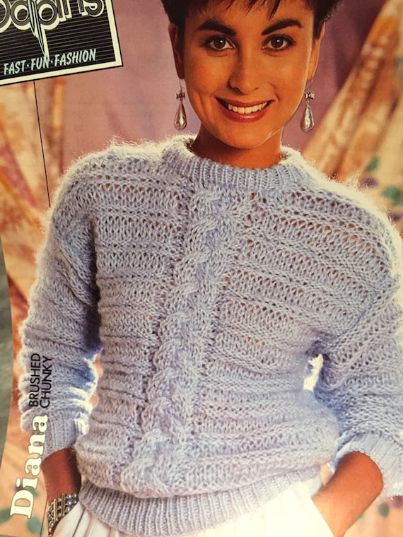 Ladies Brushed Chunky Cable Jumper 
