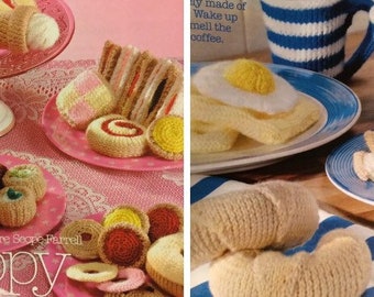 Knitted Cakes & Breakfast Double Pattern Pack - Knitted cakes, tea party, breakfast with drinks Knitting Pattern