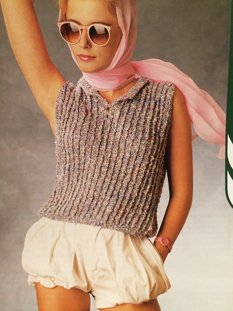 Ladies Summer Vest Top Knitting Pattern Etsy