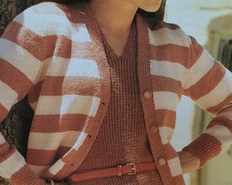 Ladies Matching Top and Jacket Knitting Pattern