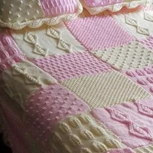 Blanket,Bedspread, Cushions and Throw ,Blanket in Squares,Heirloom Knitting Pattern