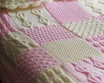 Blanket,Bedspread, Cushions and Throw ,Blanket in Squares,Heirloom Knitting Pattern