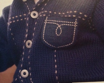Toddlers Denim Style Jacket Knitting Pattern