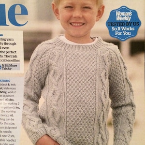 Boys Cable & Moss Stitch Jumper (age 2-13 years) Knitting Pattern