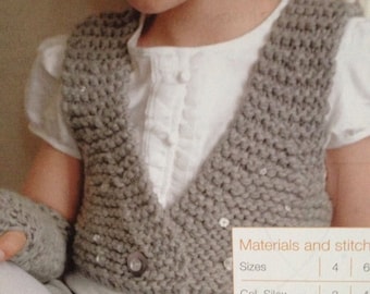 Girls Easy Knit Waistcoat Knitting Pattern