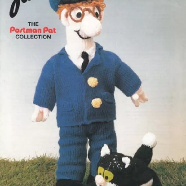 Postman Pat and Jess the cat - Easy knit pattern
