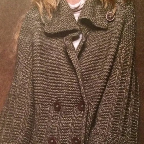 Ladies Double Breasted Coat size s - xxl Knitting Pattern